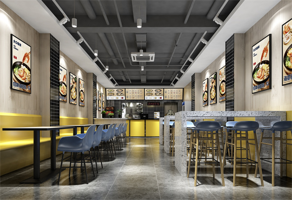 廣西特色粉店設(shè)計(jì)裝修，濃烈色彩成為“店群里最靚的仔”！