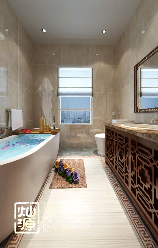 四合院別墅設計衛(wèi)生間實景圖